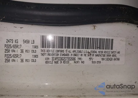 2013 Dodge Journey Sxt from USA, damaged, VIN 3C4PDCBG2DT552686